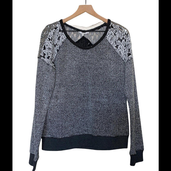 Miss Me Long Sleeve Lace Sequin Sweater Womens Size Medium New - Picture 1 of 8